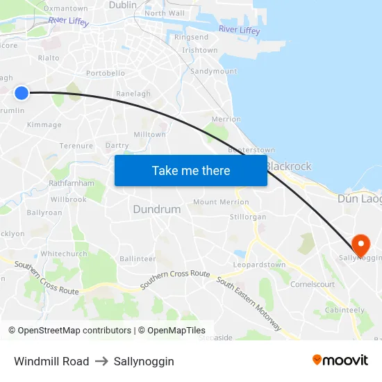 Windmill Road to Sallynoggin map