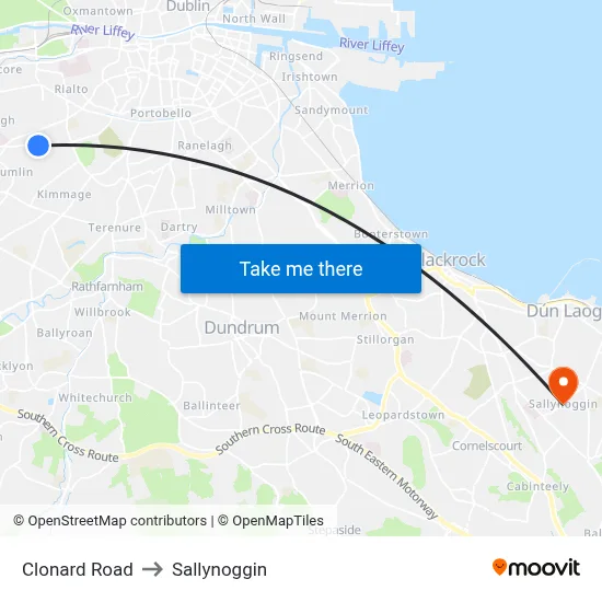 Clonard Road to Sallynoggin map