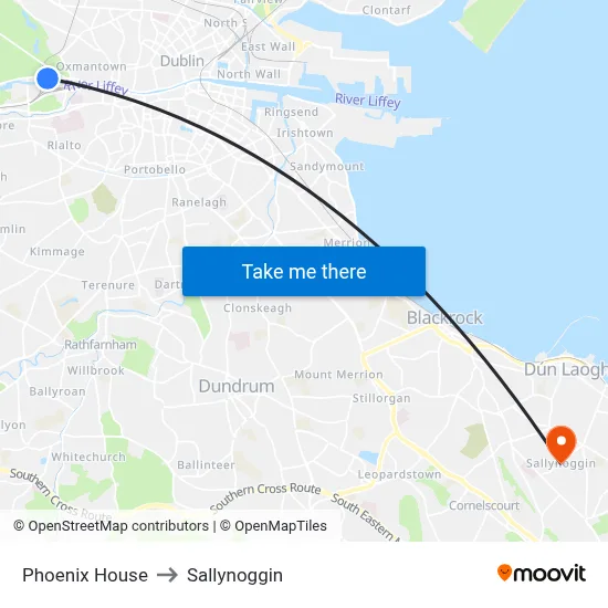 Phoenix House to Sallynoggin map