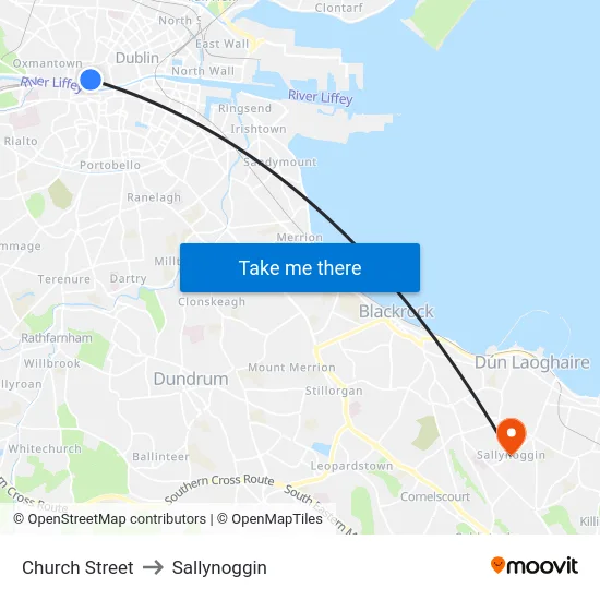 Church Street to Sallynoggin map