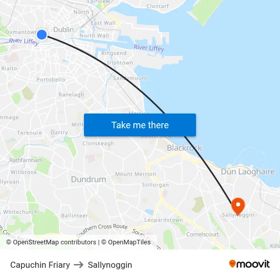 Capuchin Friary to Sallynoggin map