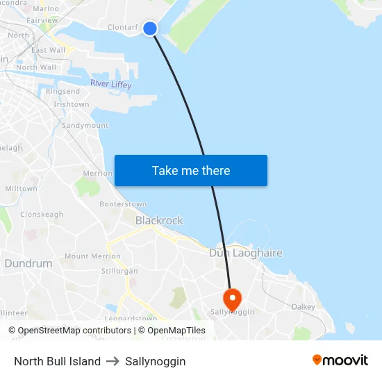 North Bull Island to Sallynoggin map