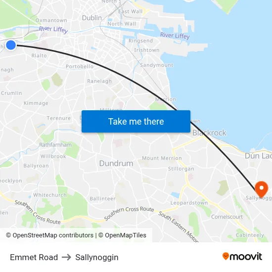 Emmet Road to Sallynoggin map