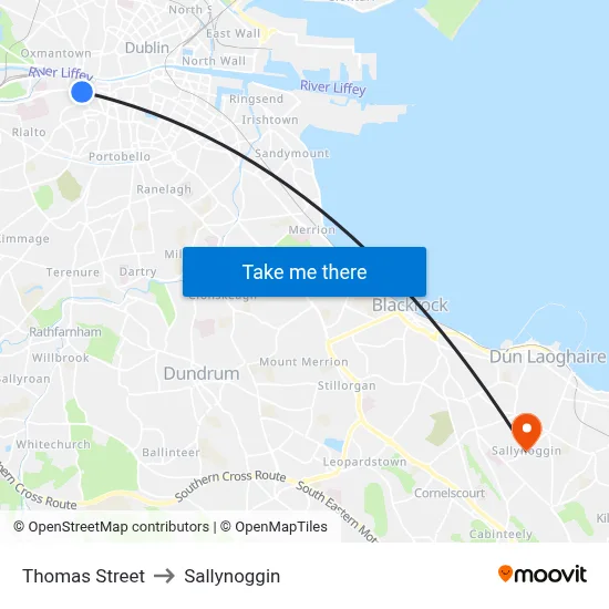 Thomas Street to Sallynoggin map