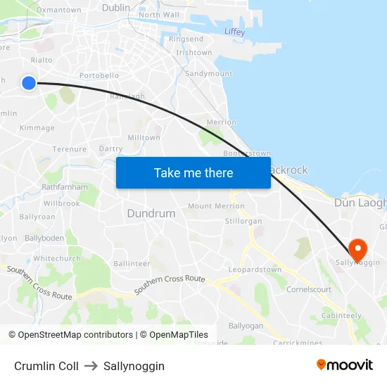 Crumlin Coll to Sallynoggin map