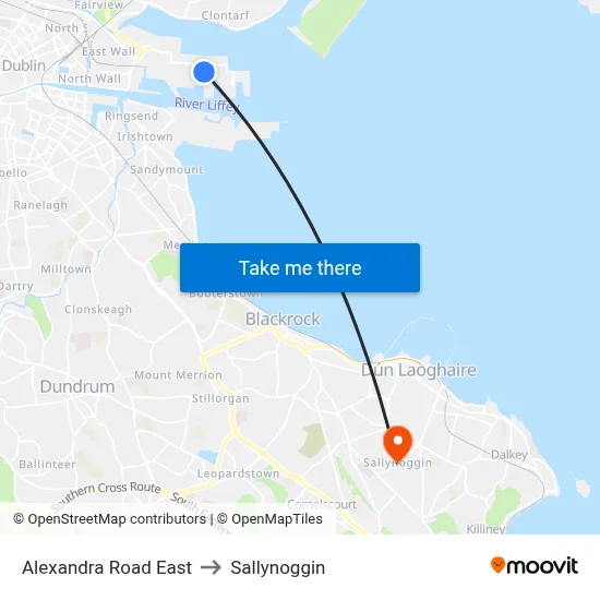 Alexandra Road East to Sallynoggin map