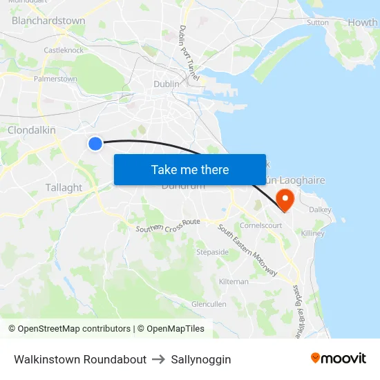 Walkinstown Roundabout to Sallynoggin map