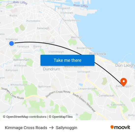 Kimmage Cross Roads to Sallynoggin map