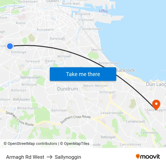 Armagh Rd West to Sallynoggin map