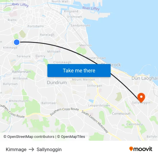 Kimmage to Sallynoggin map