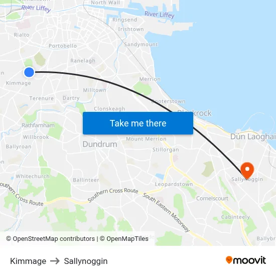 Kimmage to Sallynoggin map