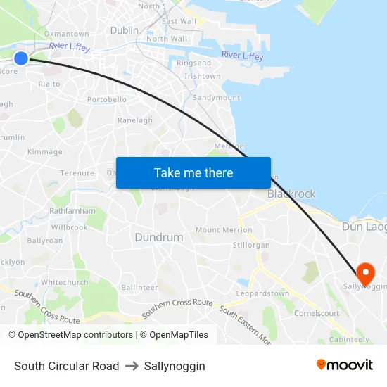 South Circular Road to Sallynoggin map