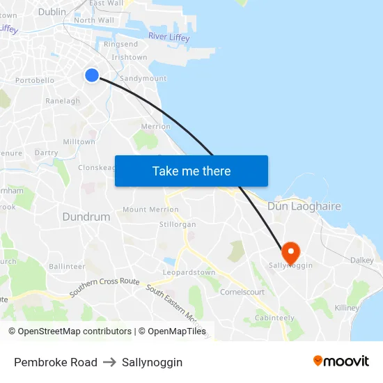Pembroke Road to Sallynoggin map