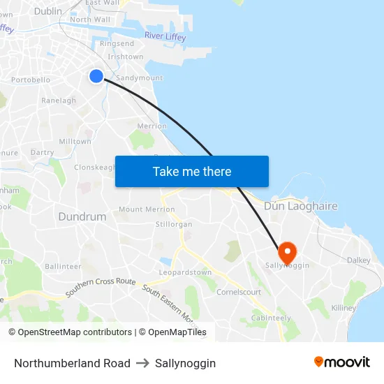 Northumberland Road to Sallynoggin map