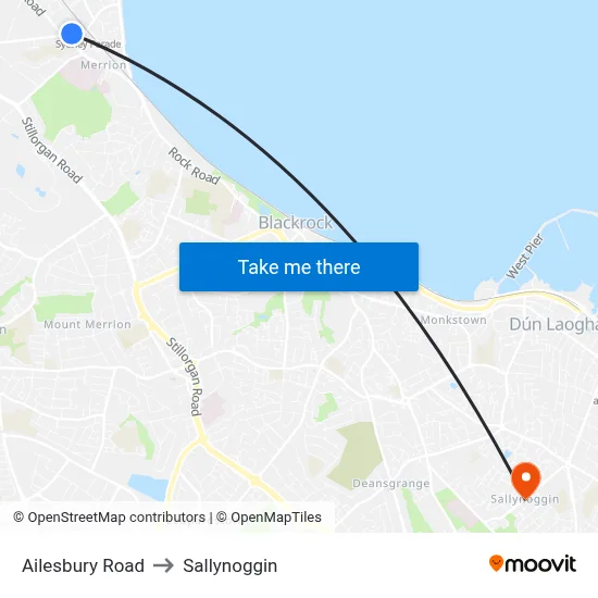 Ailesbury Road to Sallynoggin map