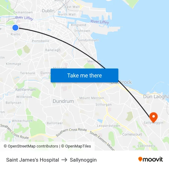 Saint James's Hospital to Sallynoggin map