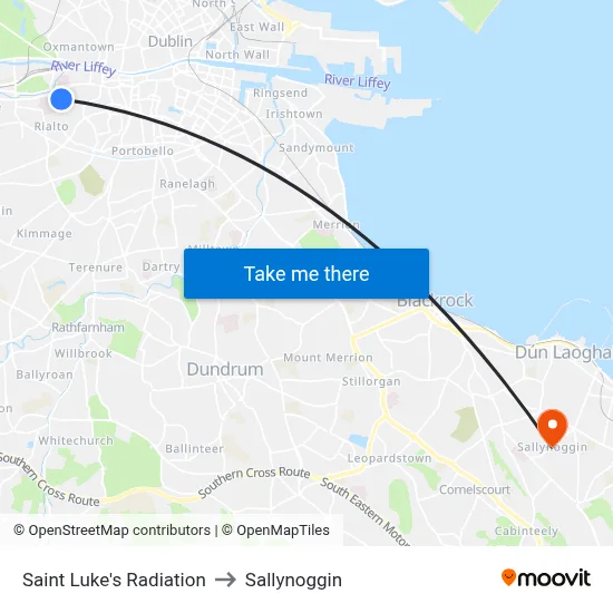 Saint Luke's Radiation to Sallynoggin map