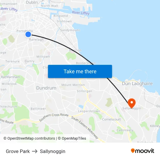 Grove Park to Sallynoggin map