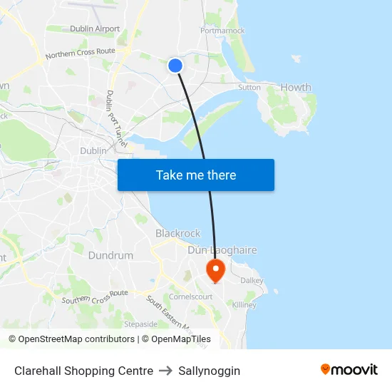 Clarehall Shopping Centre to Sallynoggin map