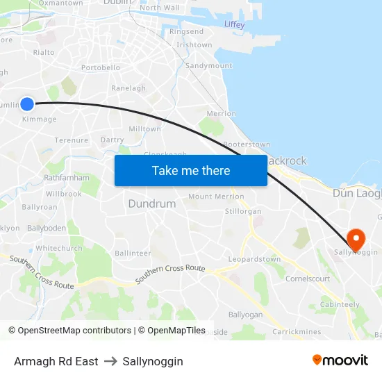 Armagh Rd East to Sallynoggin map