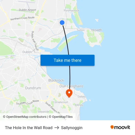 The Hole In the Wall Road to Sallynoggin map