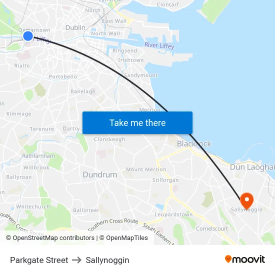 Parkgate Street to Sallynoggin map