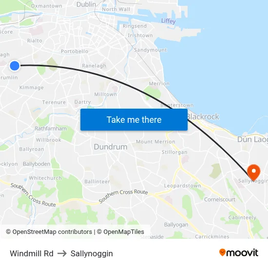 Windmill Rd to Sallynoggin map