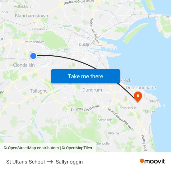 St Ultans School to Sallynoggin map