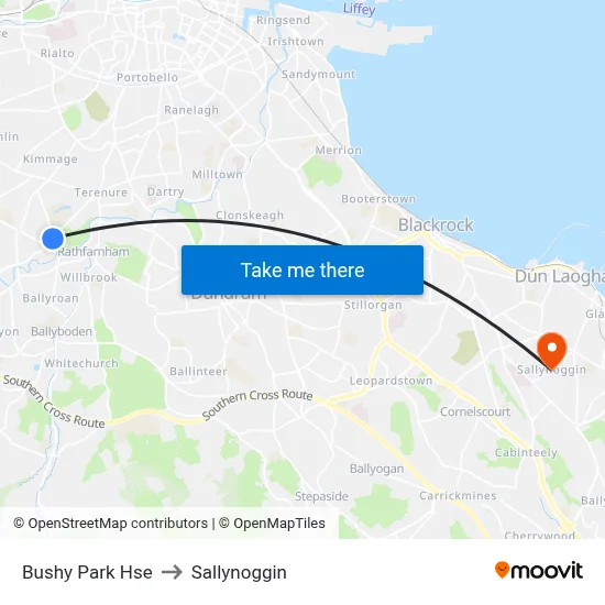 Bushy Park Hse to Sallynoggin map