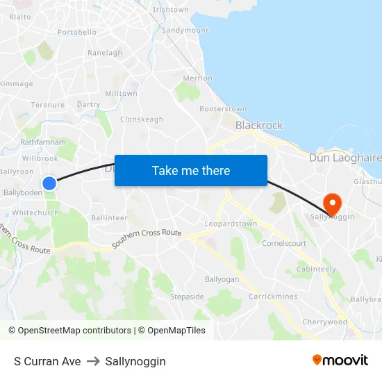 S Curran Ave to Sallynoggin map