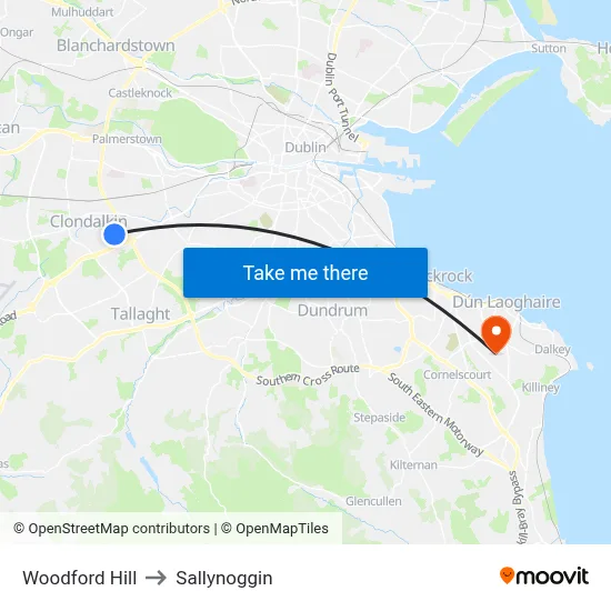 Woodford Hill to Sallynoggin map
