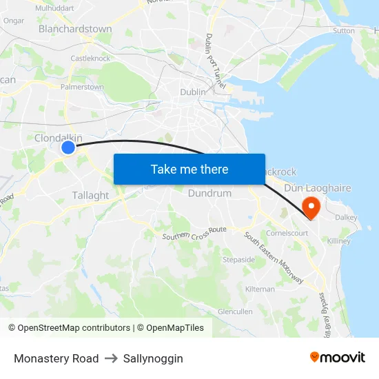 Monastery Road to Sallynoggin map