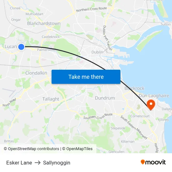 Esker Lane to Sallynoggin map