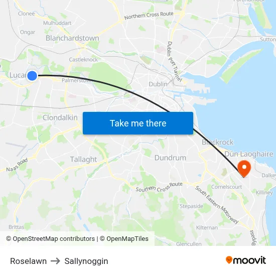 Roselawn to Sallynoggin map