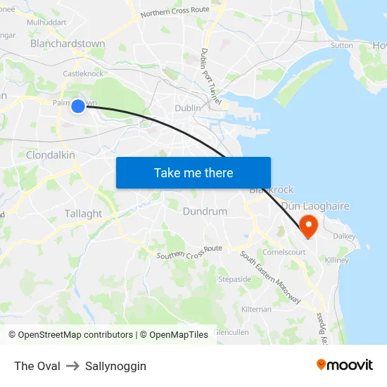The Oval to Sallynoggin map