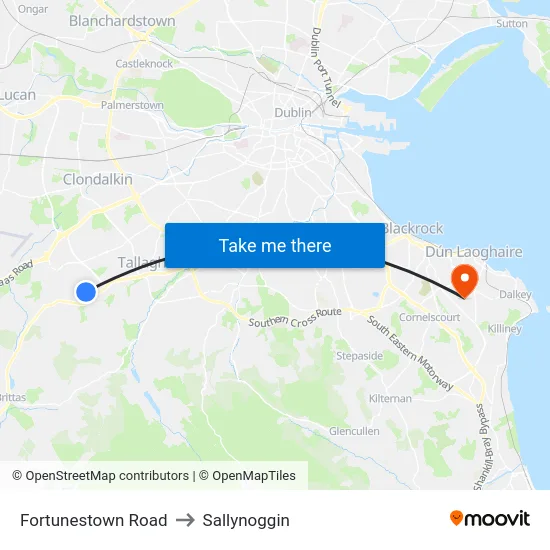 Fortunestown Road to Sallynoggin map
