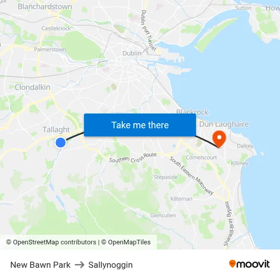New Bawn Park to Sallynoggin map