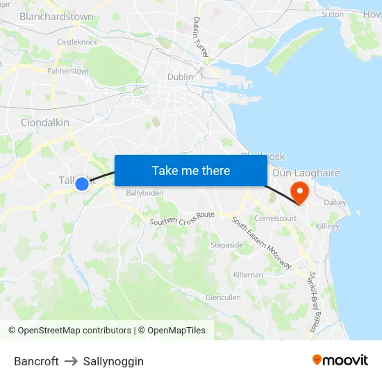 Bancroft to Sallynoggin map