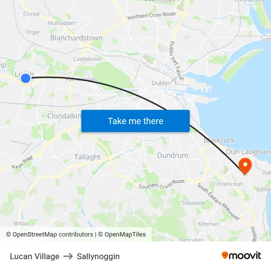 Lucan Village to Sallynoggin map