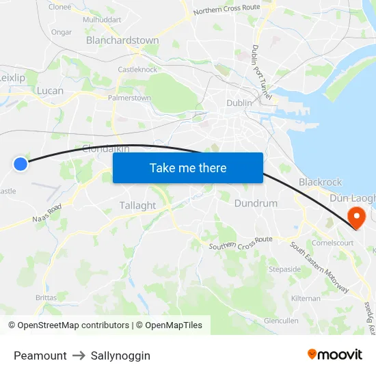 Peamount to Sallynoggin map