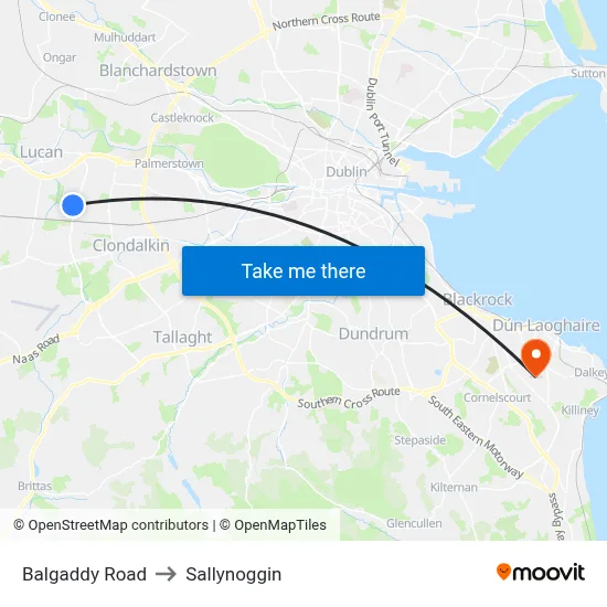 Balgaddy Road to Sallynoggin map