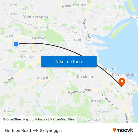 Griffeen Road to Sallynoggin map