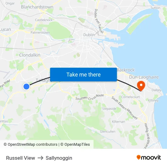 Russell View to Sallynoggin map