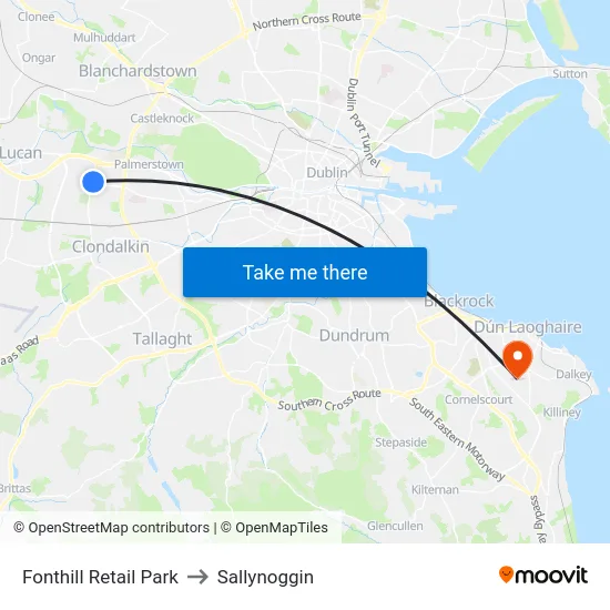 Fonthill Retail Park to Sallynoggin map