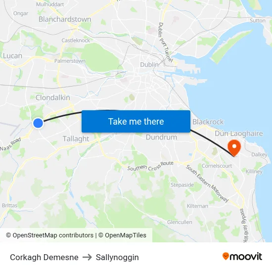 Corkagh Demesne to Sallynoggin map