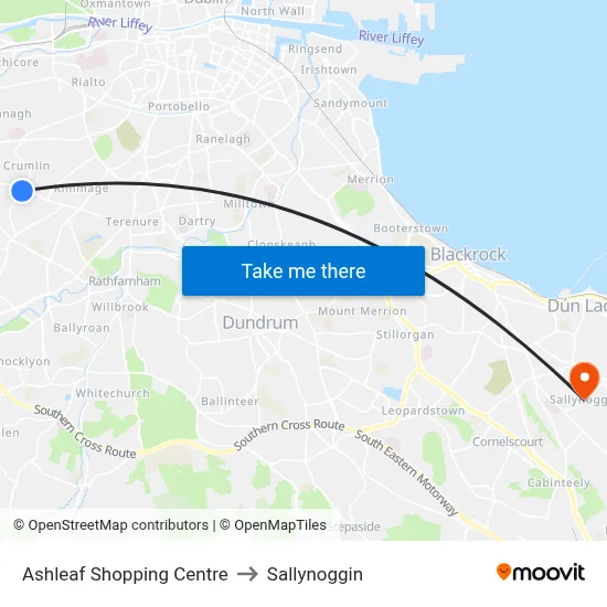 Ashleaf Shopping Centre to Sallynoggin map
