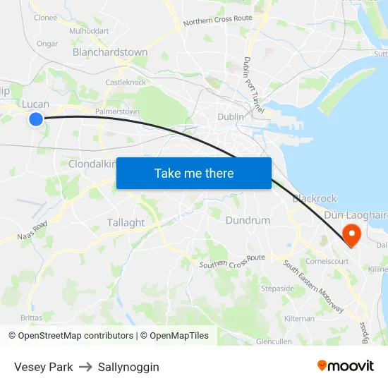Vesey Park to Sallynoggin map