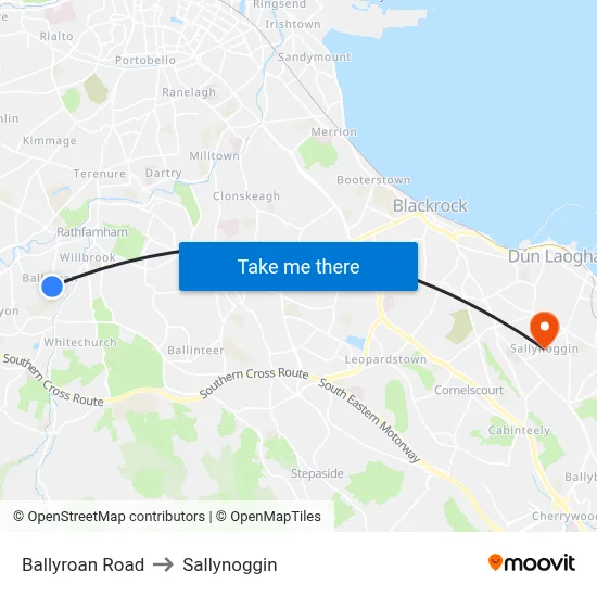 Ballyroan Road to Sallynoggin map