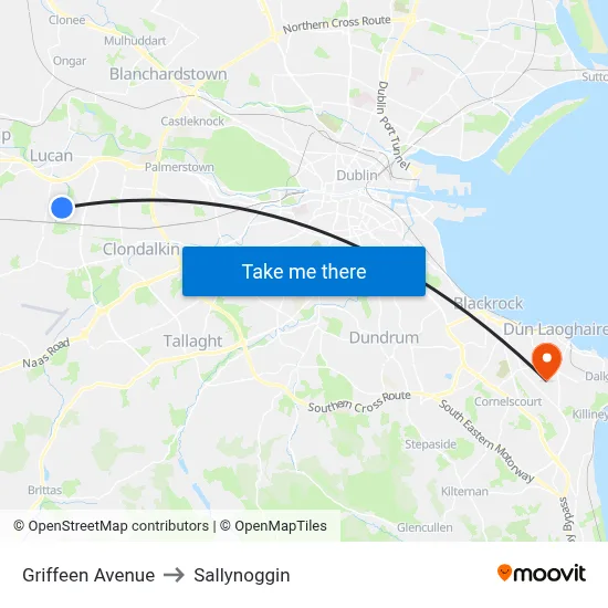 Griffeen Avenue to Sallynoggin map