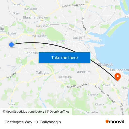 Castlegate Way to Sallynoggin map
